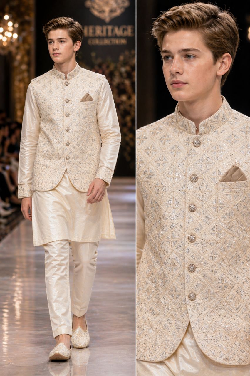 Heritage Collection Kurta Jacket Set view 2