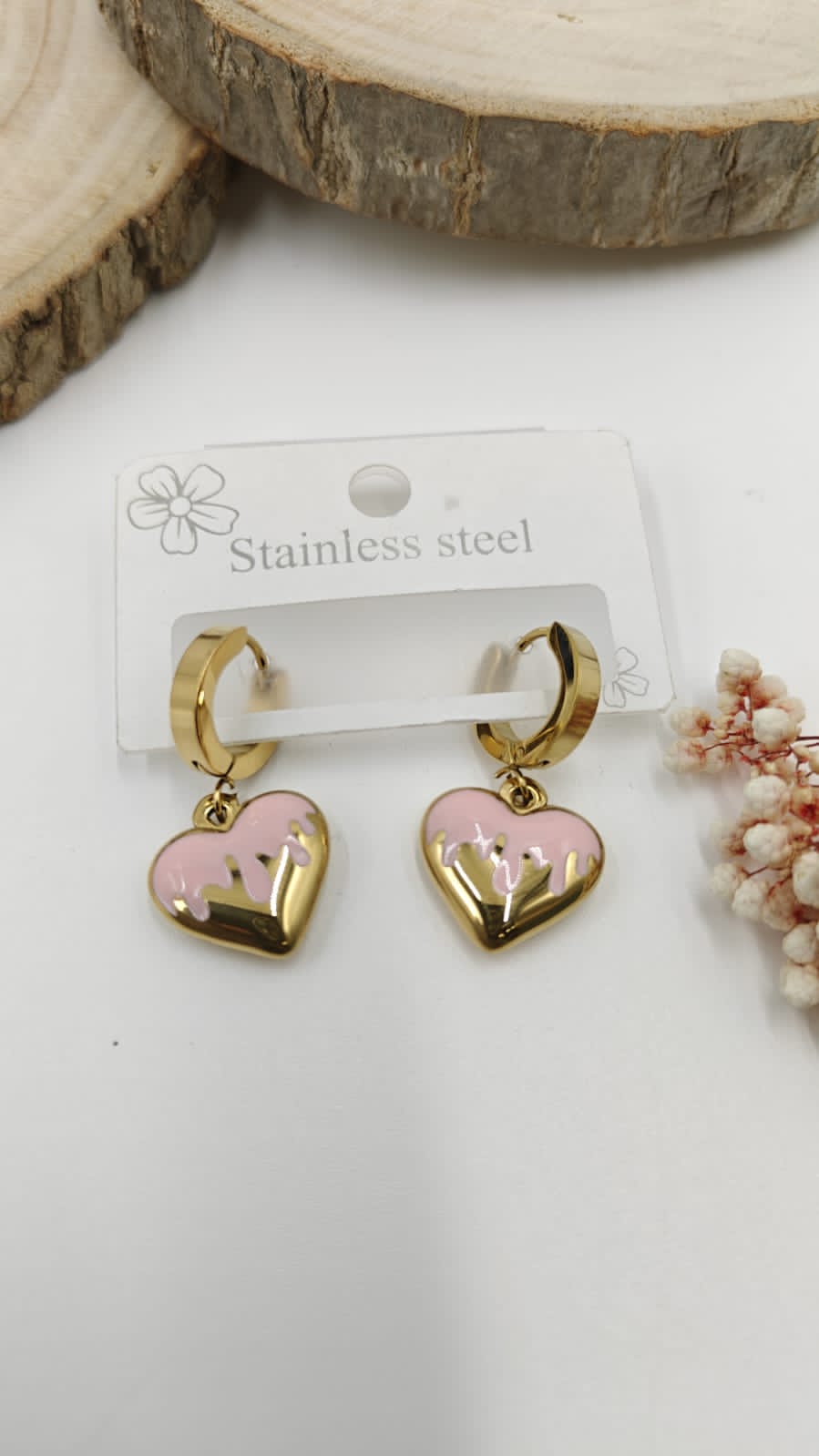 Heart-Shaped Pink Earrings view 2