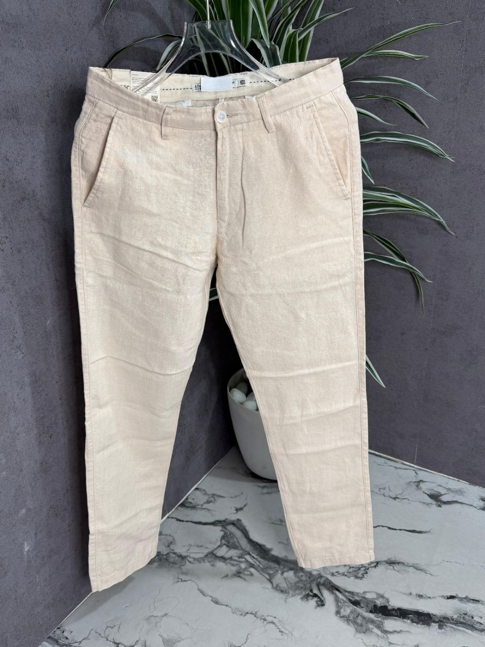 Beige Linen Trousers view 2