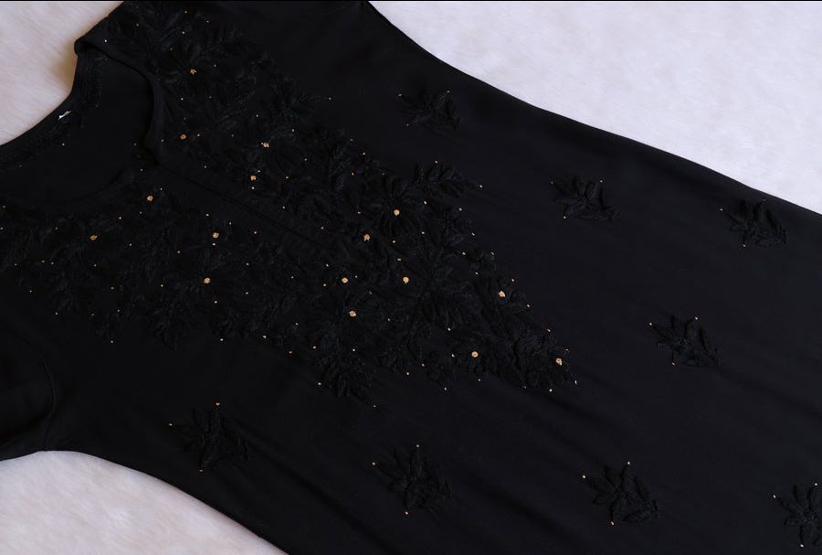 RAYON MUKAISH HANDWORK 3 PIECE SET IN JET BLACK ✨ view 2
