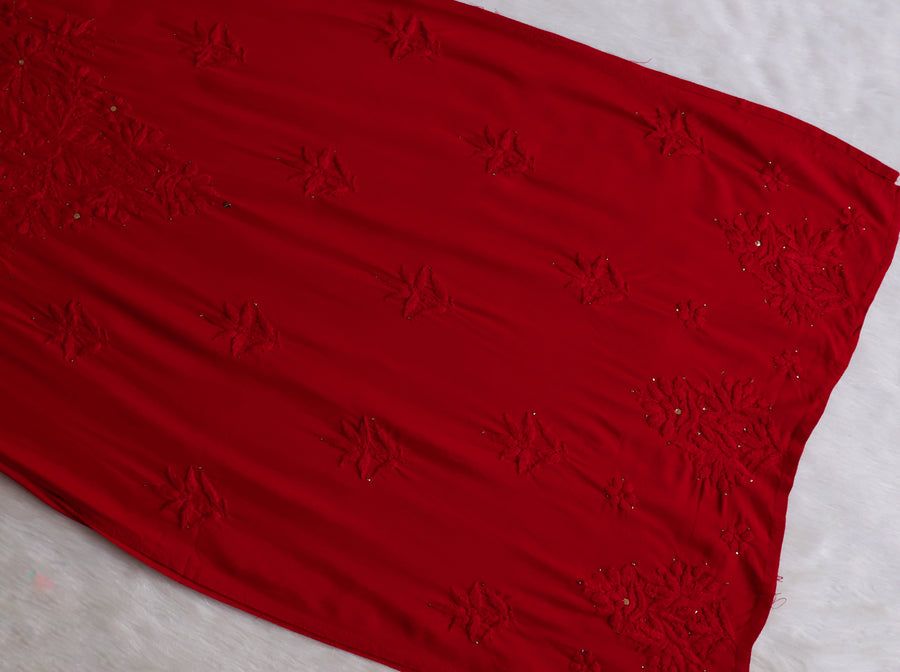 RAYON MUKAISH HANDWORK 3 PIECE SET IN RED.❤ view 4