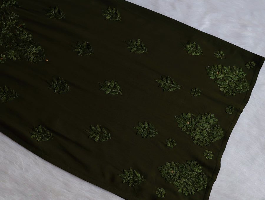 RAYON MUKAISH HANDWORK 3 PIECE SET IN OLIVE GREEN. view 4