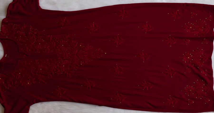 RAYON MUKAISH HANDWORK 3 PIECE SET IN MAROON SHADE. view 3