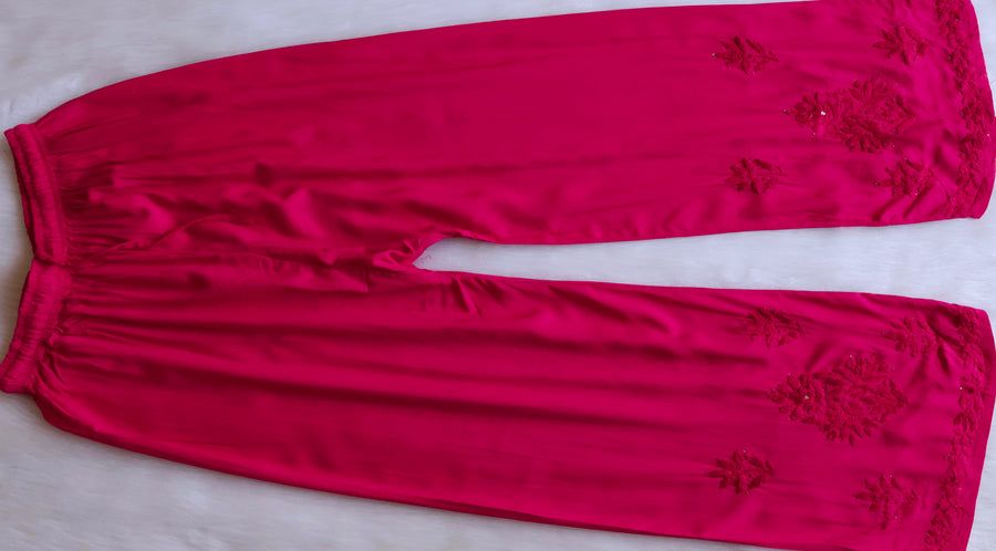 RAYON MUKAISH HANDWORK 3 PIECE SET IN MAGENTA PINK. view 4