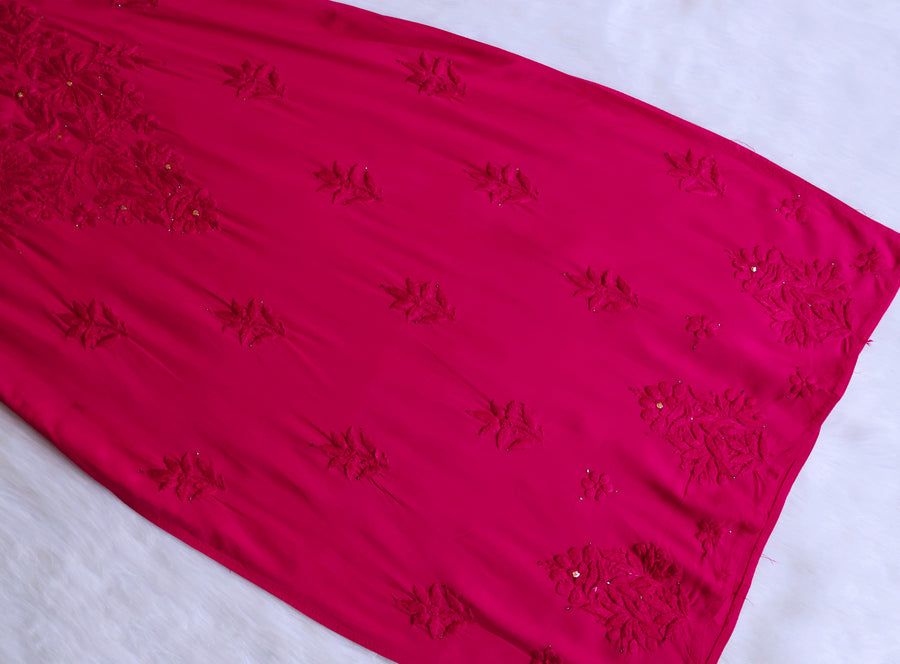 RAYON MUKAISH HANDWORK 3 PIECE SET IN MAGENTA PINK. view 3