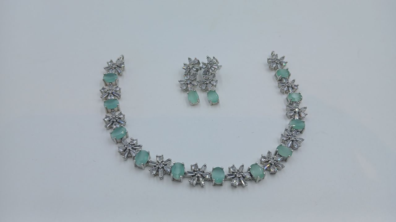 Mint Green American Diamond Set view 2