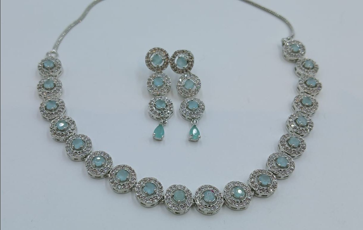 Elegant Aqua AD Necklace Set view 2