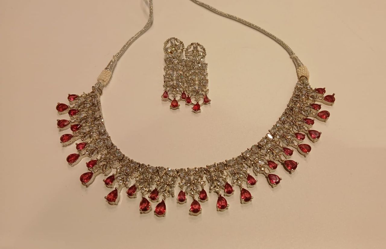 Red Ruby American Diamond Set view 2