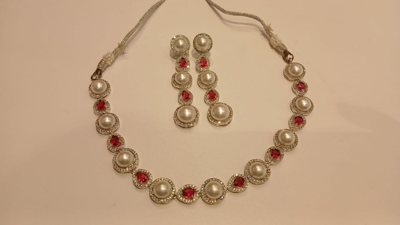 Pearl & Ruby American Diamond Set view 2
