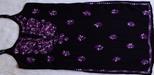 NOODLE STRAP NON TRANSPARENT LONG MODAL HANDWORK 3 PIECE SET IN PURPLE. view 3