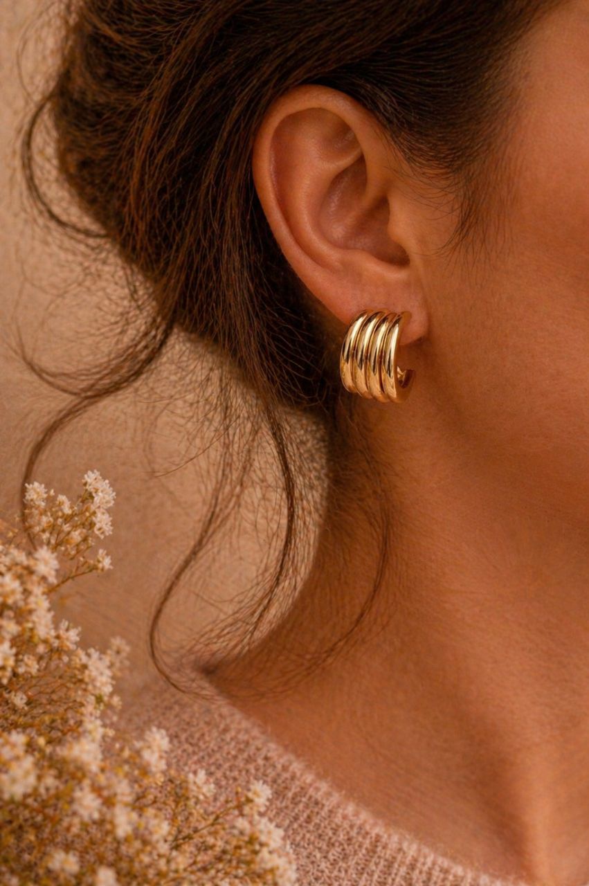 Gold Spiral Earrings view 2