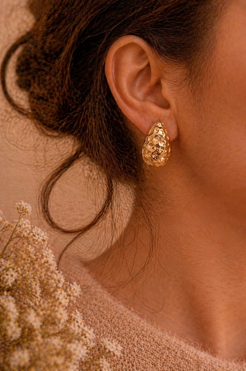 Golden Teardrop Earrings view 2