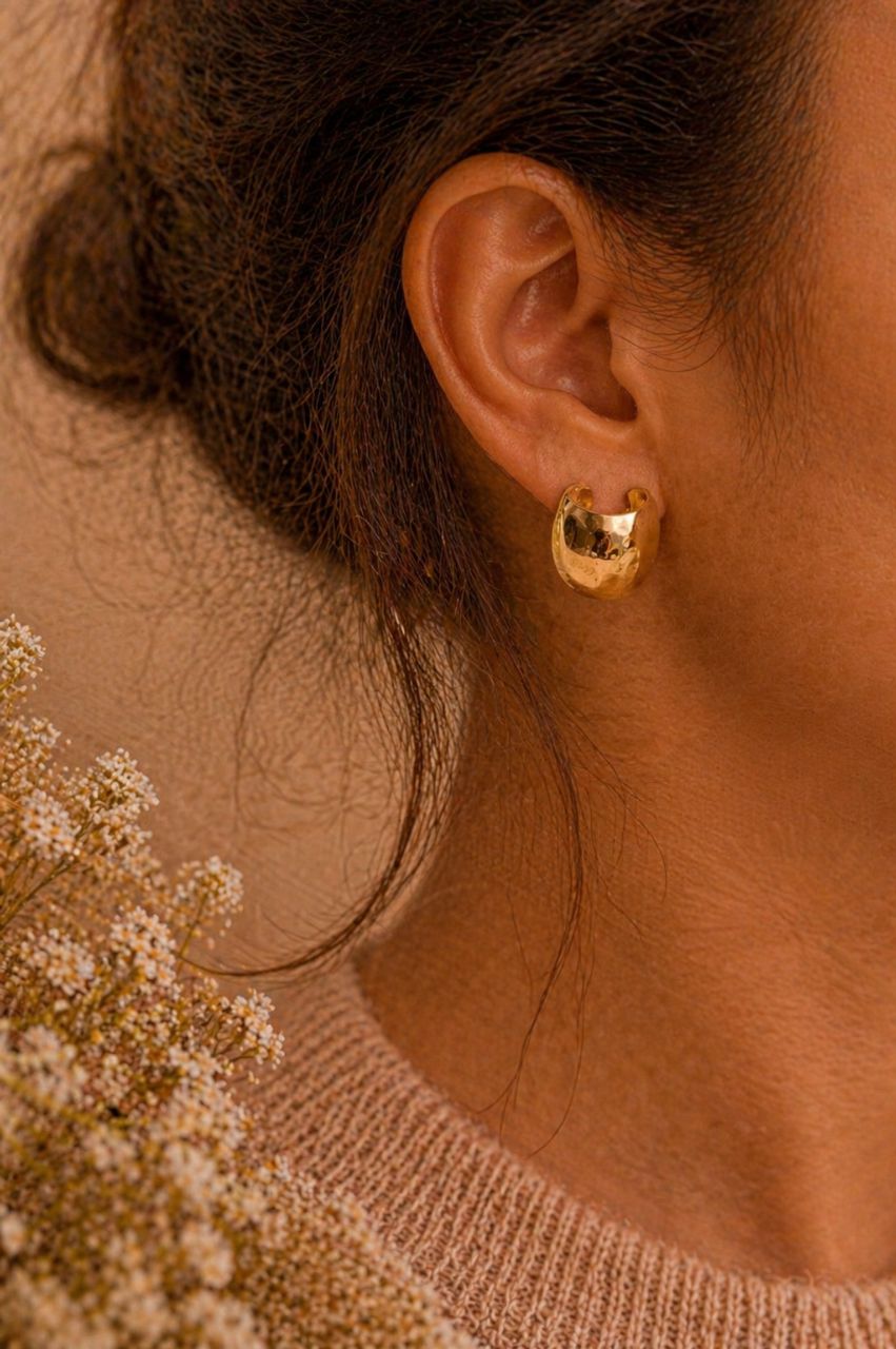 Golden Huggie Earrings view 2