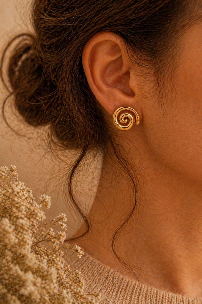 Swirl Gold Earrings view 2
