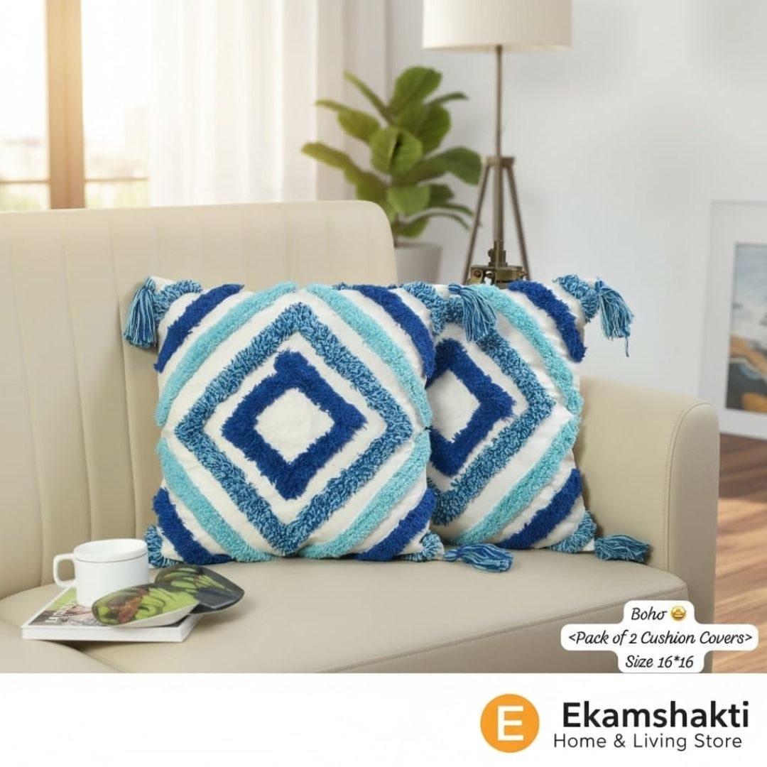 Boho Diamond Tufted Cushion Covers (Pack of 2)