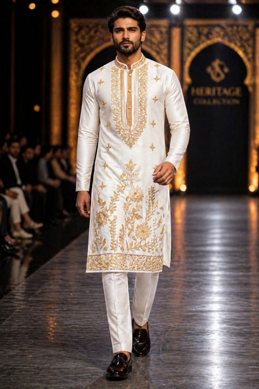 Gold Embroidery White
