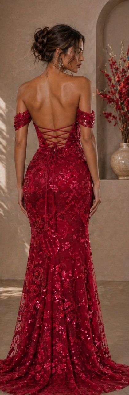 Red Sequin Prom Dress view 2