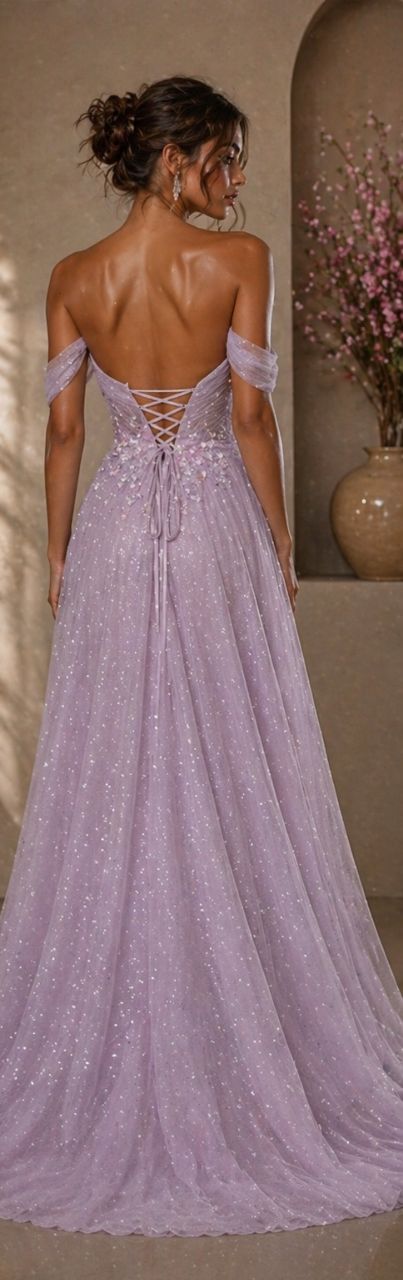 Flowy Lavender Prom Dress view 2