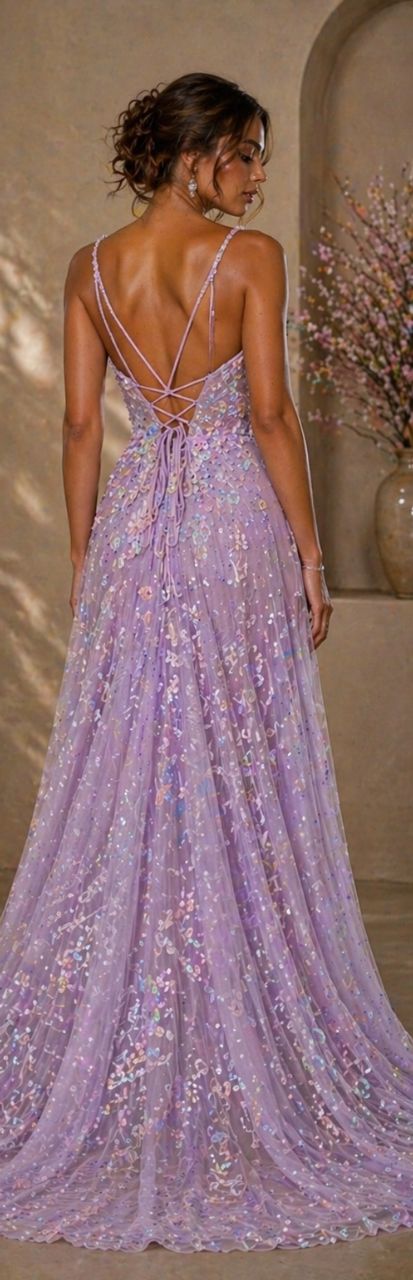 Elegant Lilac Floral Dress view 2