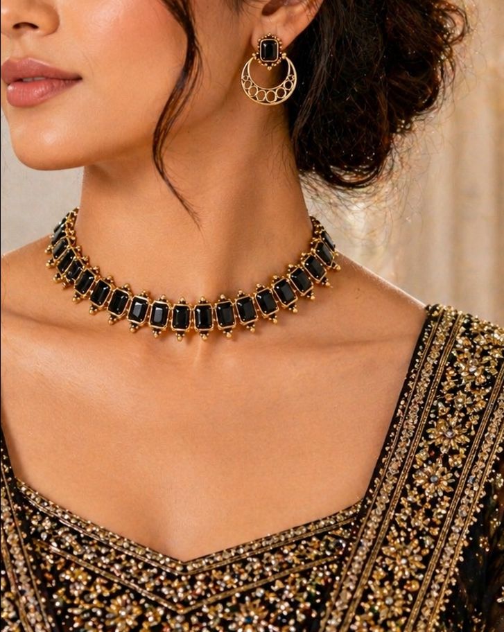 Elegant Black Necklace Set view 2