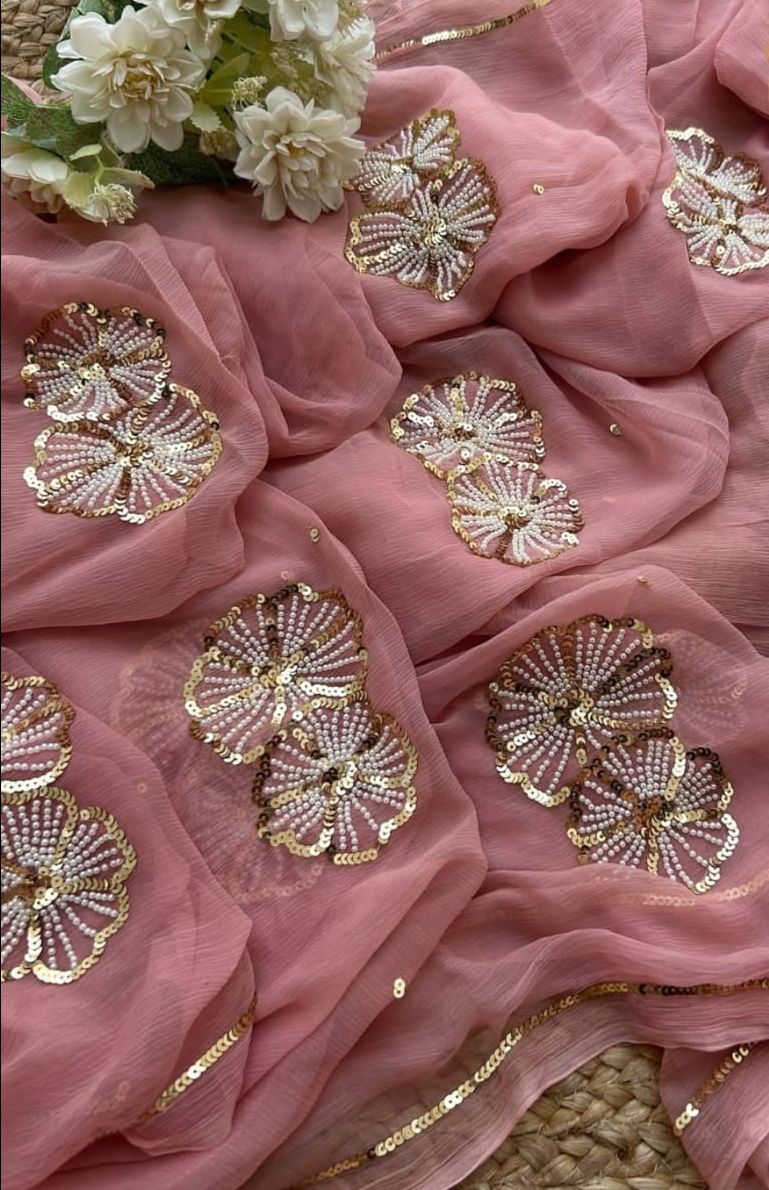 Designer Pink Saree view 2