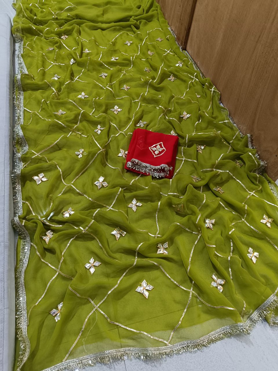 Elegant Green Saree view 2