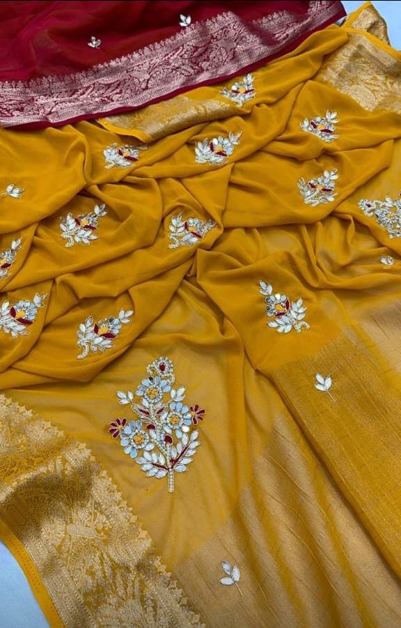 Elegant Yellow Saree view 2