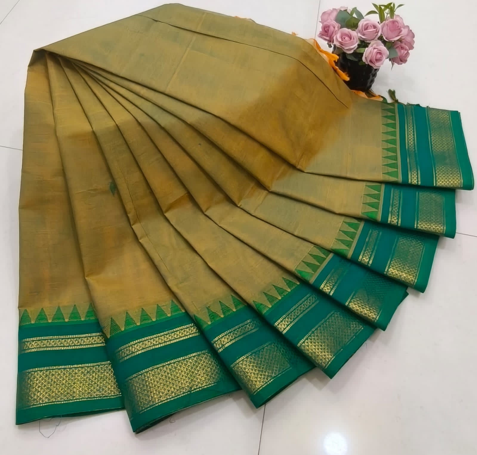 Olive Regal Saree view 2