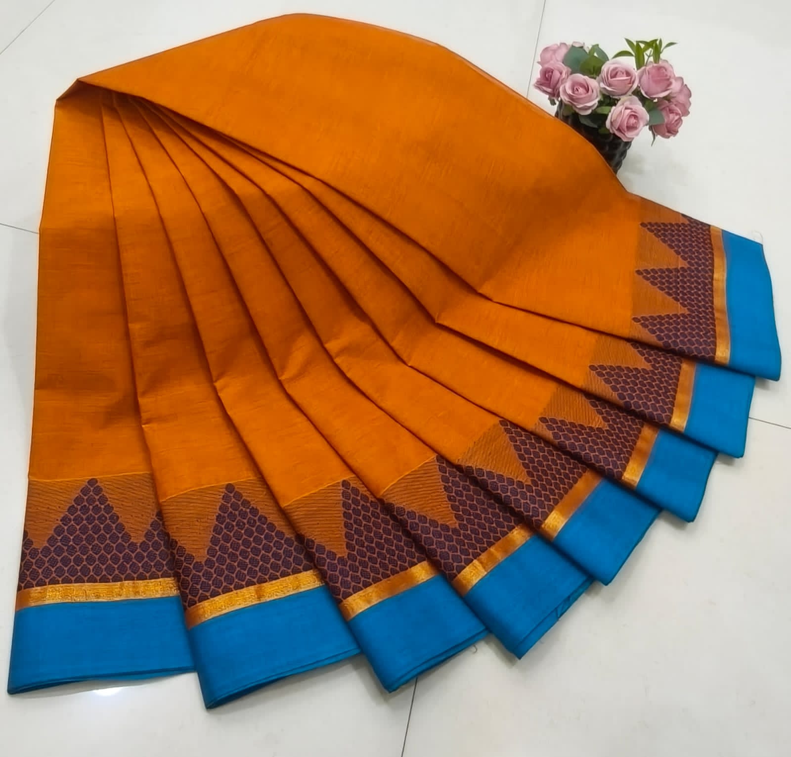 Elegant Orange Saree view 2
