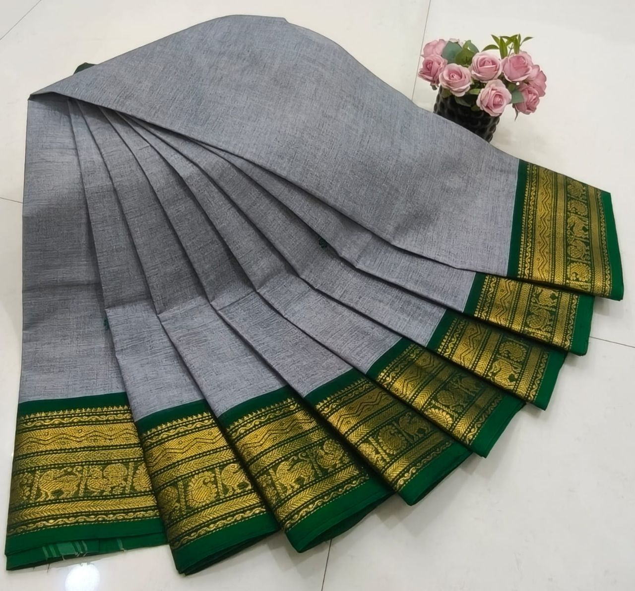 Elegant Grey Saree view 2