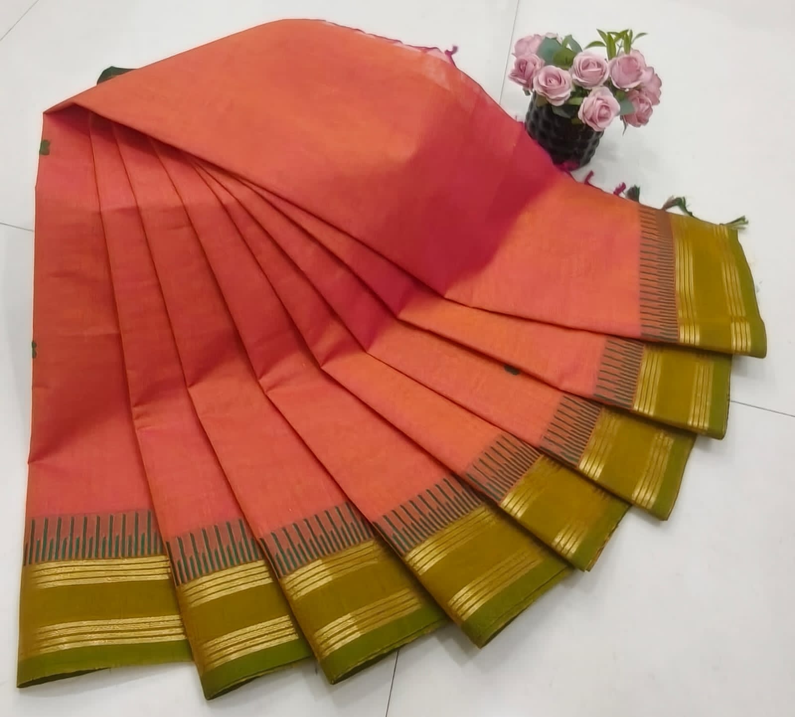 Traditional Pink Saree view 2