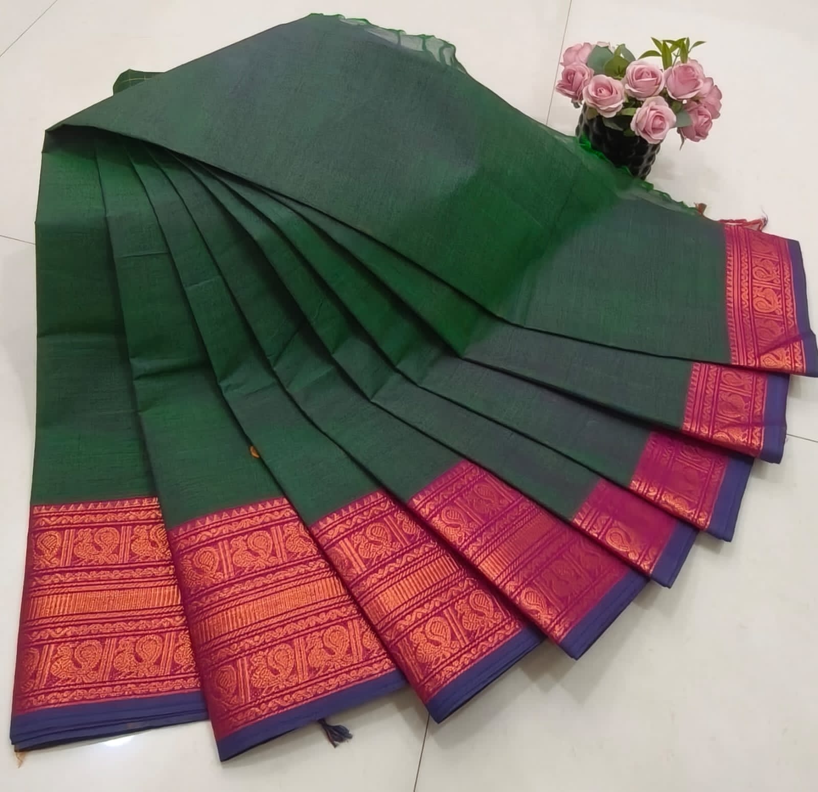 Green Royal Saree view 2