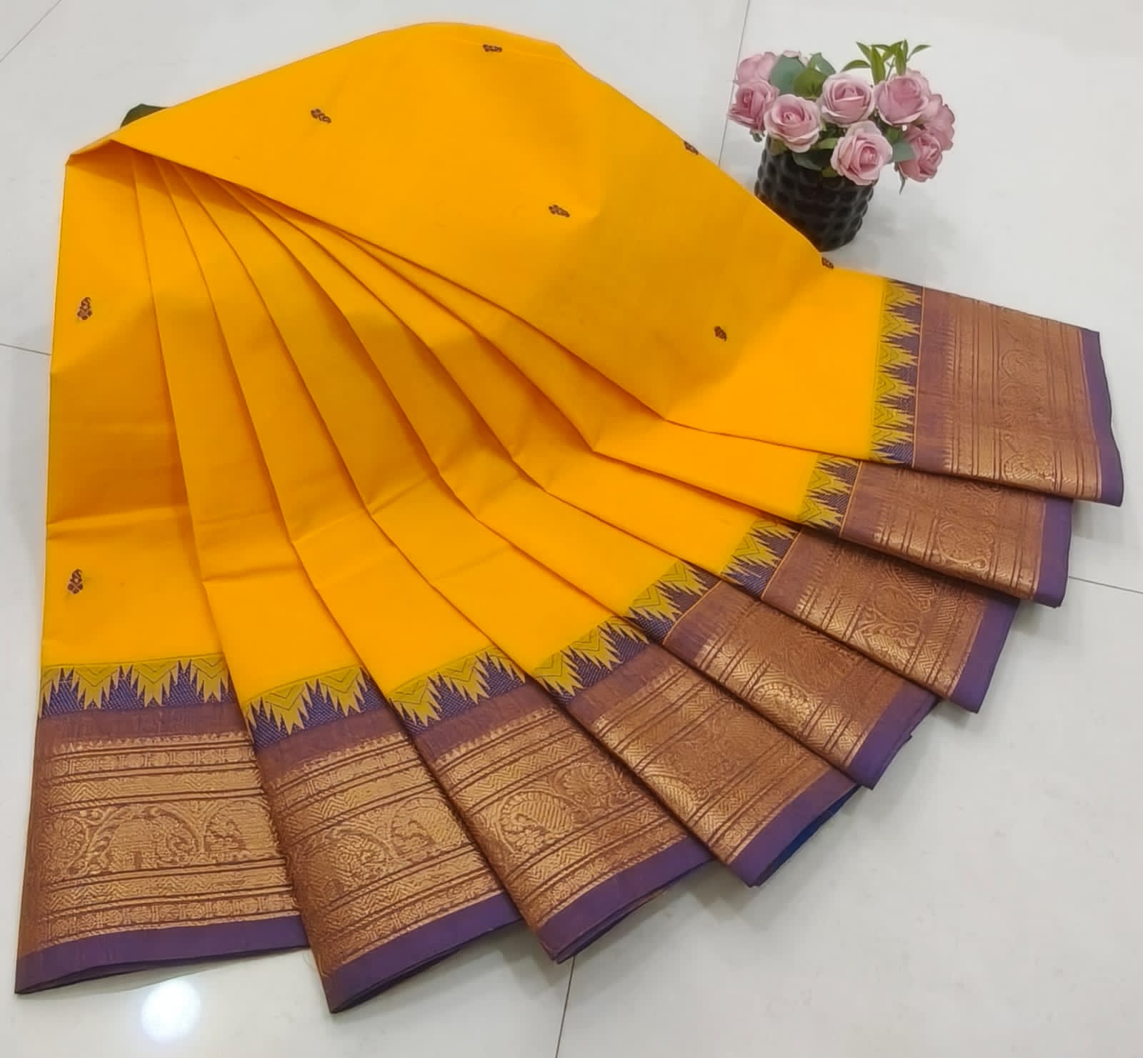 Mustard Yellow Saree view 2