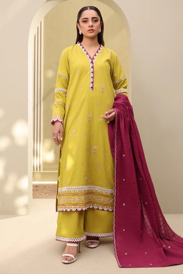 Zellbury Embroidered Lawn 3 Piece Unstitched Suit WUS25E30821/ DF0021 view 2