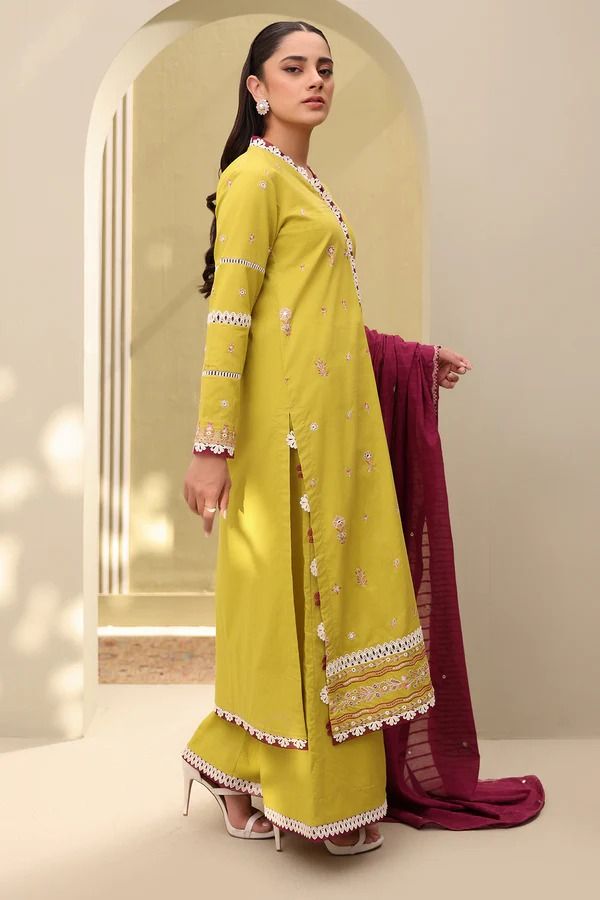 Zellbury Embroidered Lawn 3 Piece Unstitched Suit WUS25E30821/ DF0021 view 4