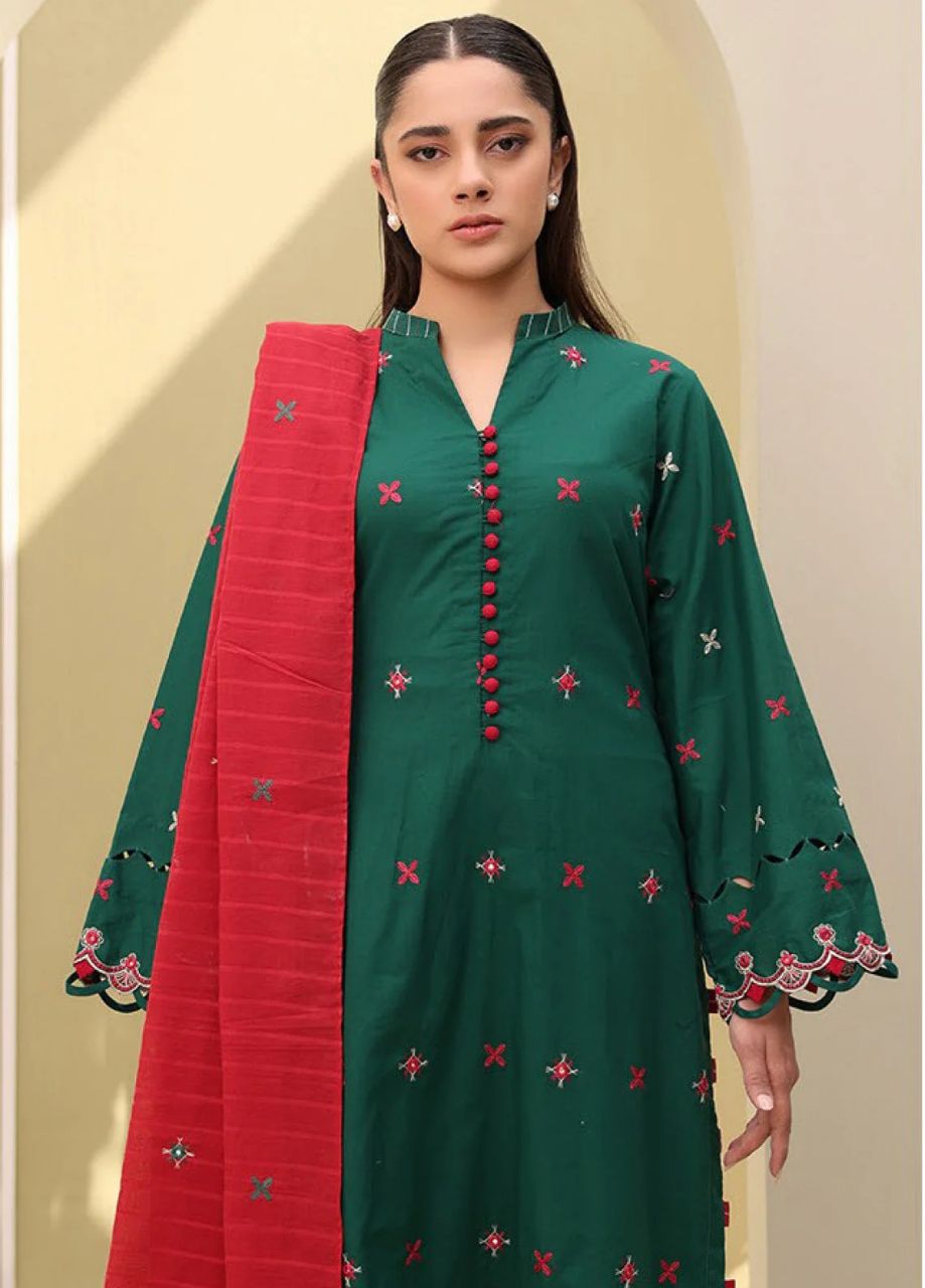 Zellbury Embroidered Lawn 3 Piece Unstitched Suit WUS25E30821 / DF0021 view 3