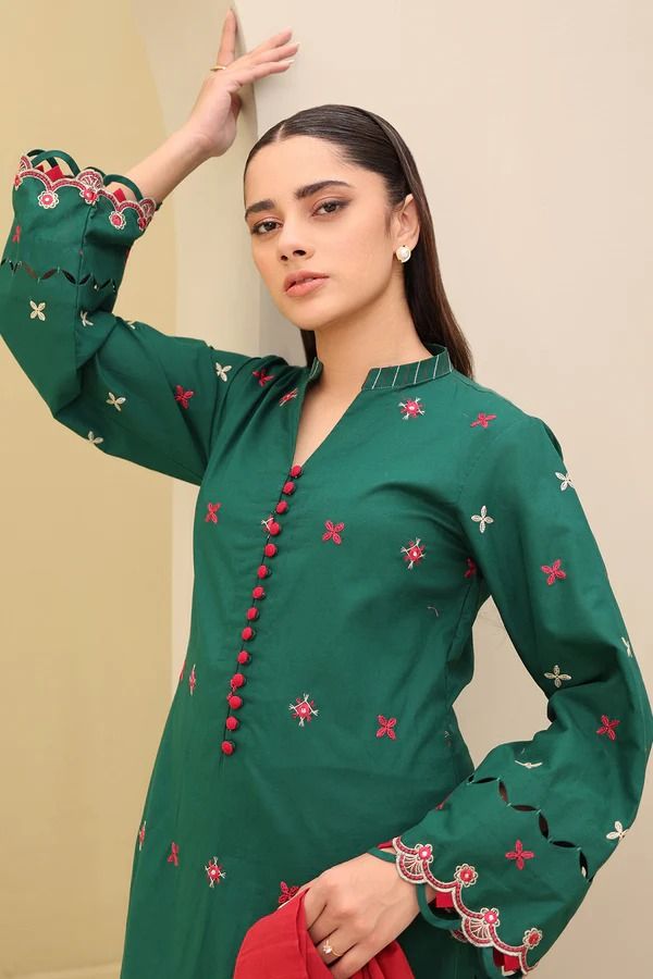 Zellbury Embroidered Lawn 3 Piece Unstitched Suit WUS25E30821 / DF0021 view 4