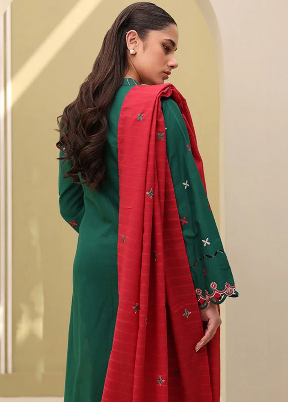 Zellbury Embroidered Lawn 3 Piece Unstitched Suit WUS25E30821 / DF0021 view 5
