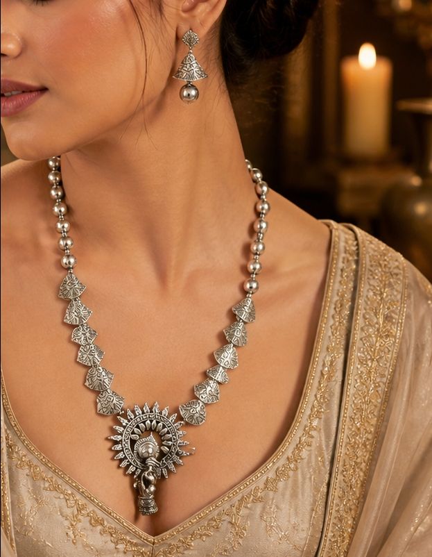 Traditional Silver Necklace Set view 2