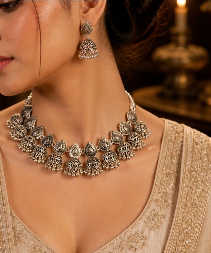 Jhumka Style Necklace Set view 2