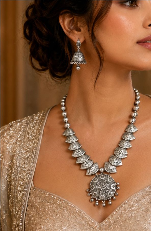 Silver Antique Necklace Set view 2