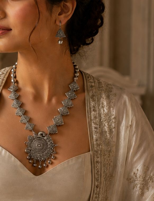 Meher Noor Silver Set view 2