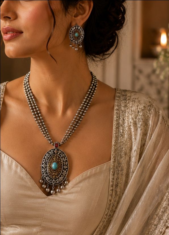 Zariya Oval Necklace Set view 2