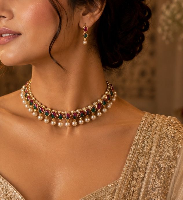 Multicolour Stone Necklace Set view 2