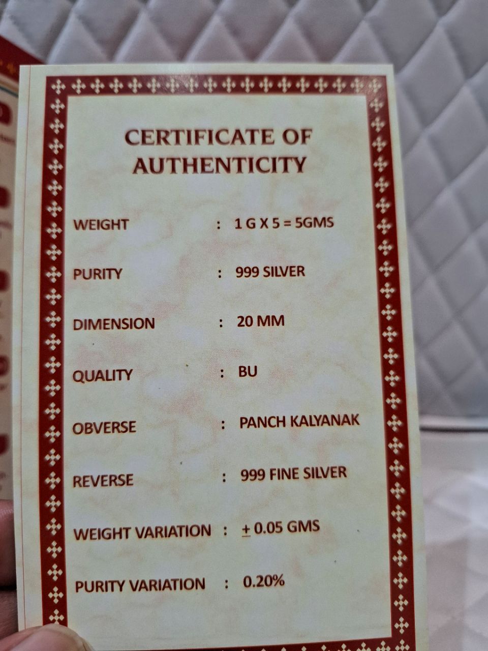 Panch Kalyanak 999 Coin Set view 5
