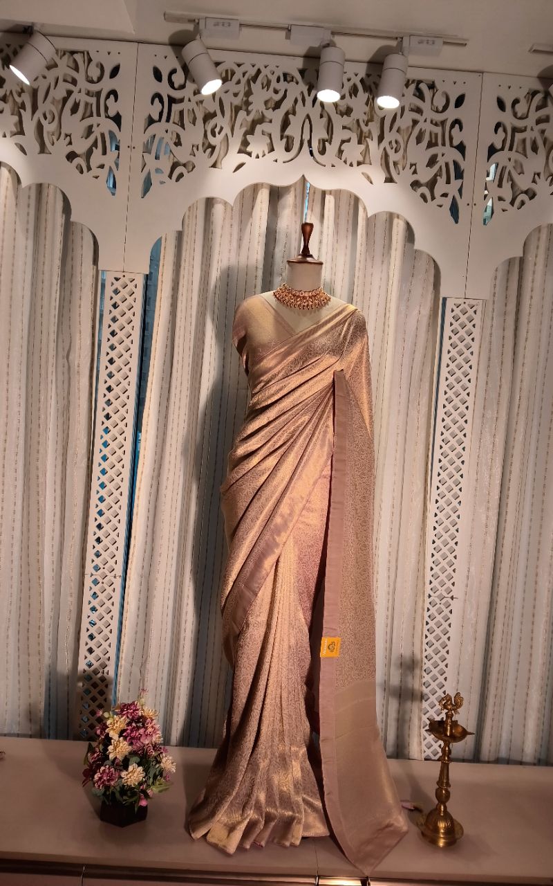 All Over Weaving With Golden Zari Silk Saree view 6