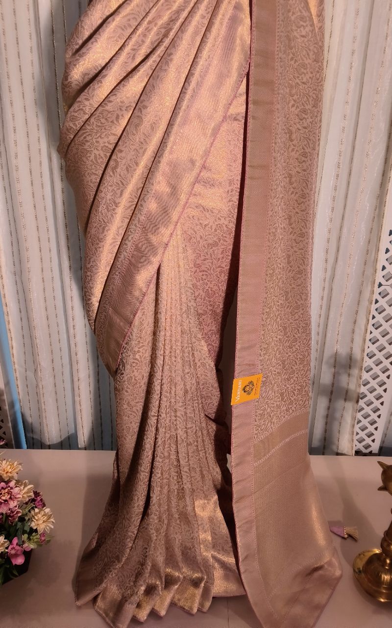All Over Weaving With Golden Zari Silk Saree view 8