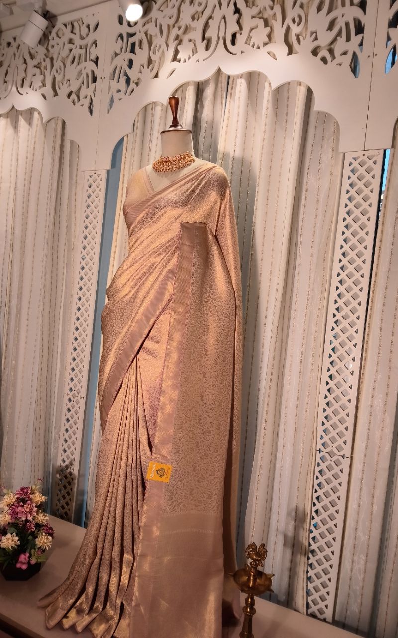 All Over Weaving With Golden Zari Silk Saree view 2