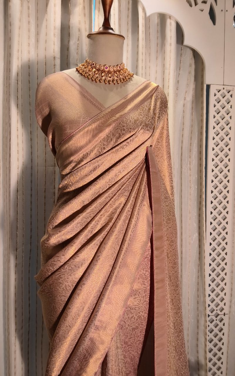All Over Weaving With Golden Zari Silk Saree view 7
