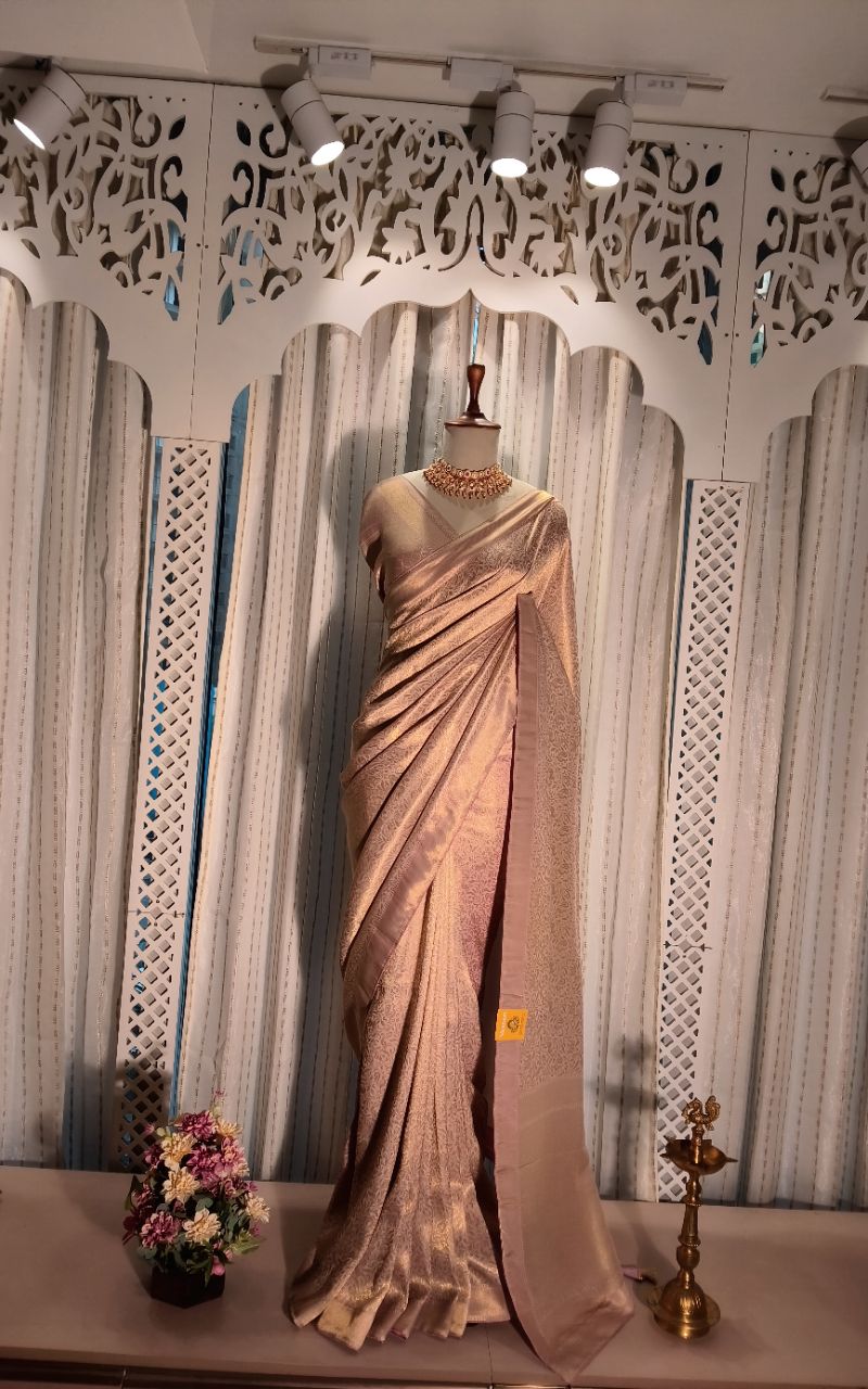 All Over Weaving With Golden Zari Silk Saree view 5